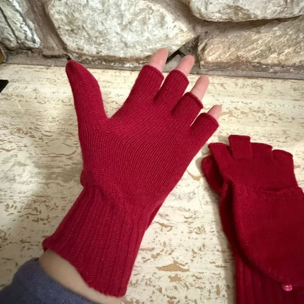 100% Cashmere Express womens convertible fingerless gloves with mittens